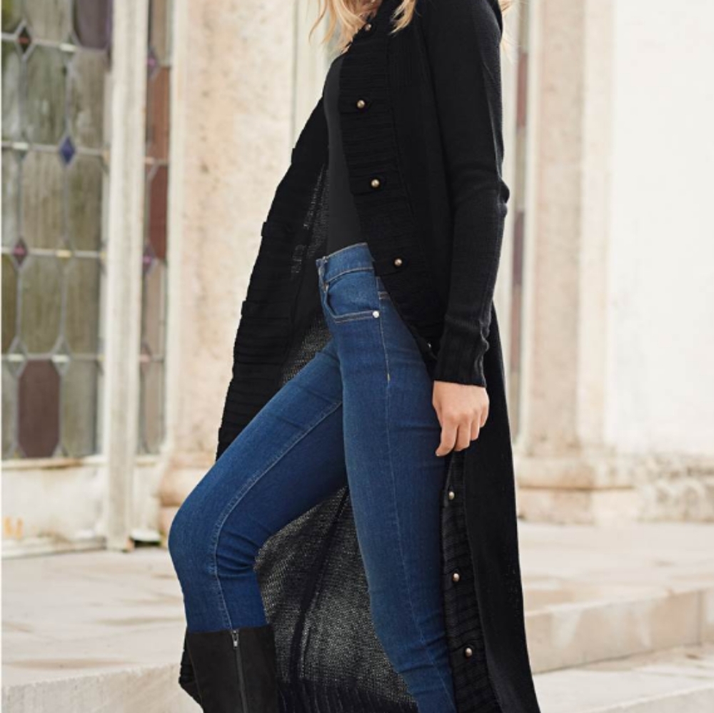 Tab Button Detail Duster/cardigan